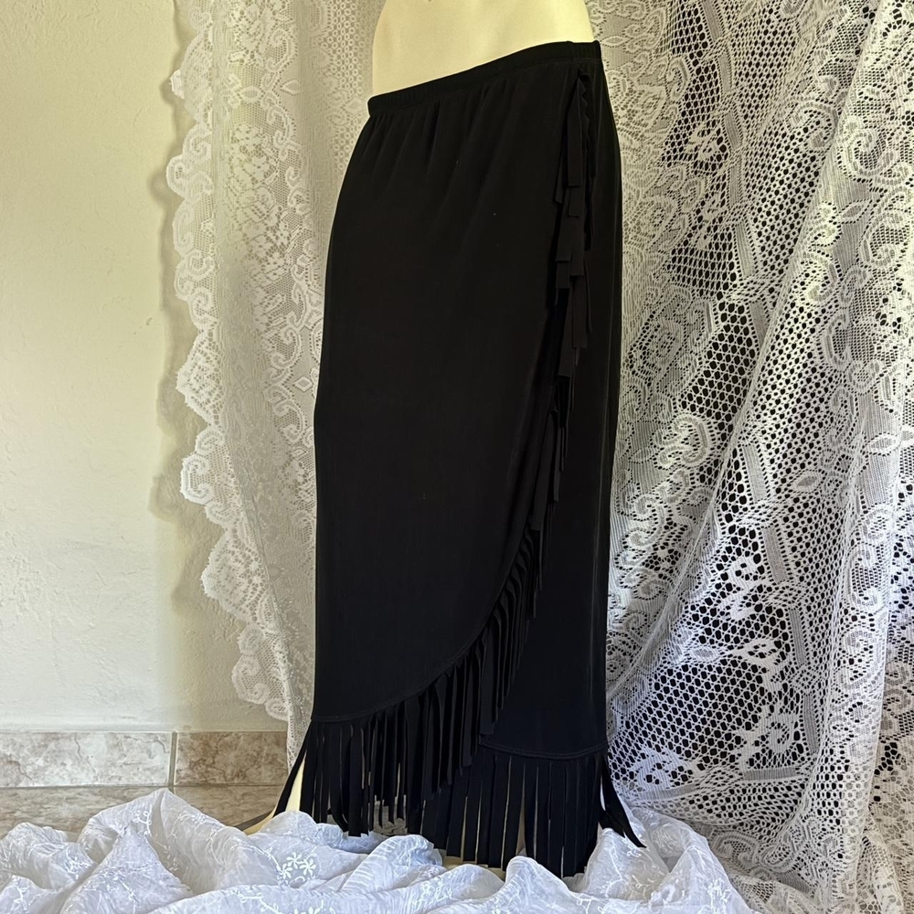 COS Black Midi Skirt with Fringe Detail